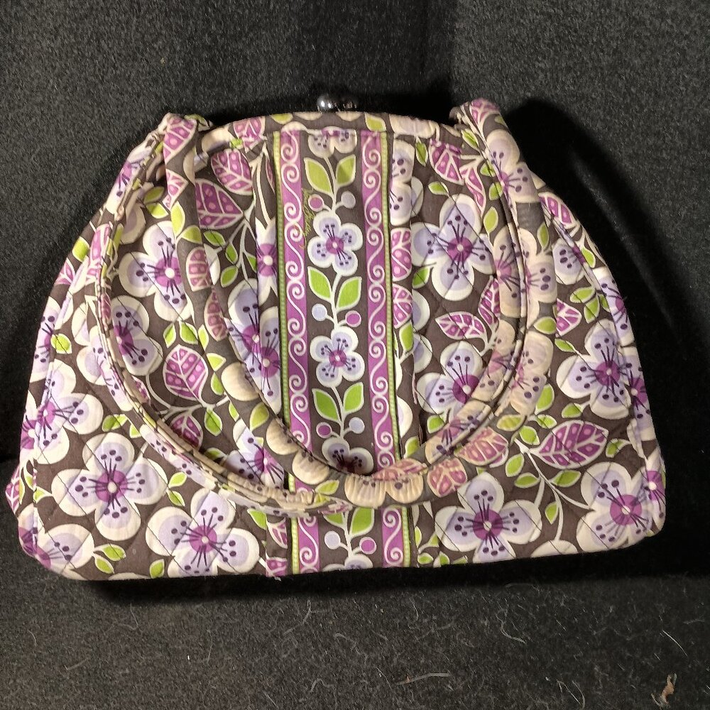 Vera Bradley green and purple kiss lock shoulder bag